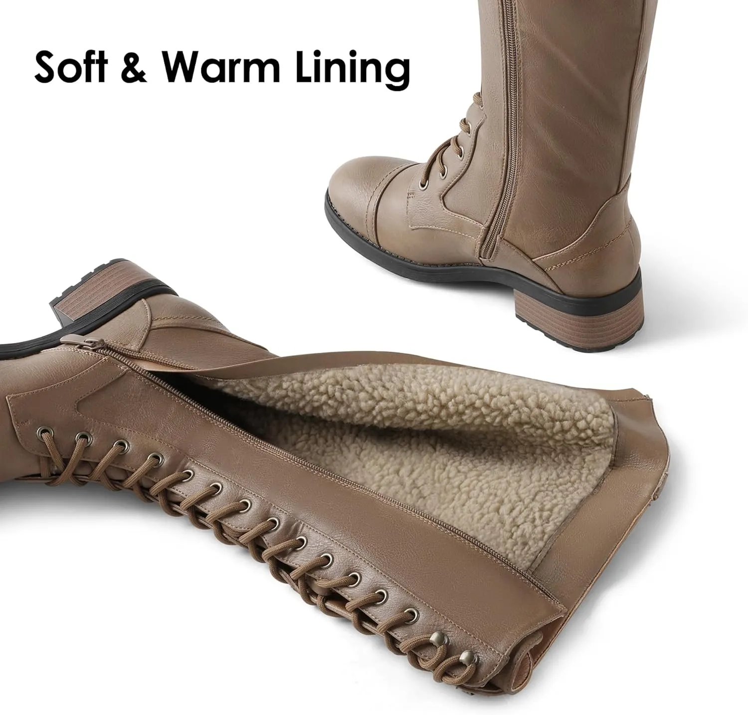 DREAM PAIRS Women's Pu Knee High Riding Combat Boots