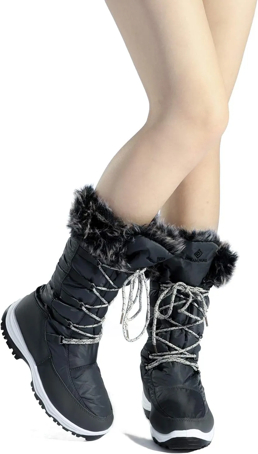 DREAM PAIRS Women's Warm Faux Fur Lined Mid-Calf Winter Snow Boots