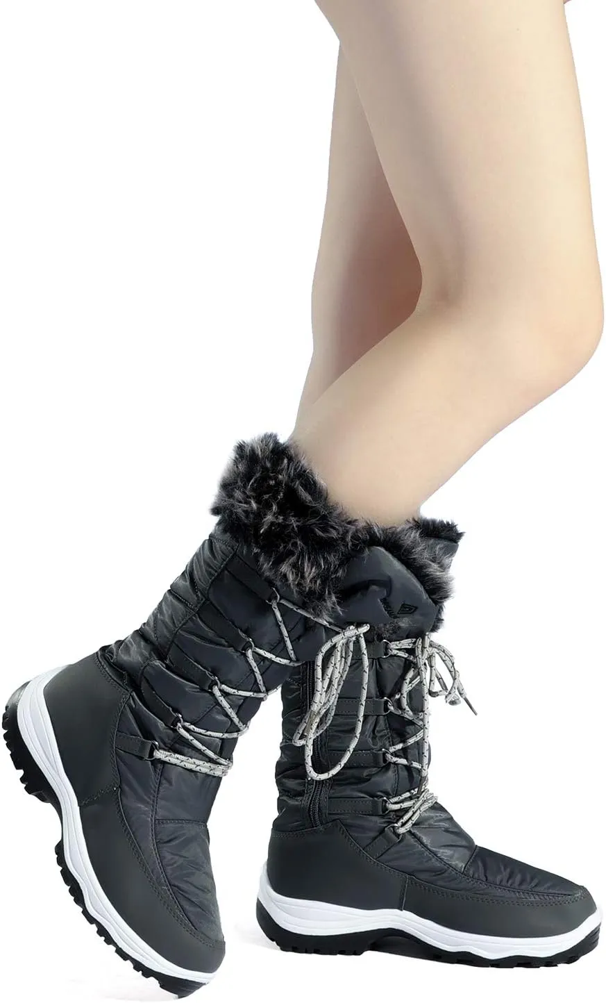 DREAM PAIRS Women's Warm Faux Fur Lined Mid-Calf Winter Snow Boots