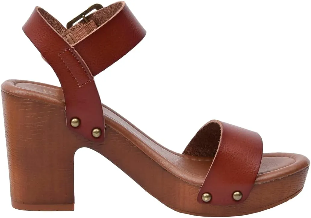 Dunes Women's Sydney Faux Wood Sandal  Memory Foam & LiteSole Technology