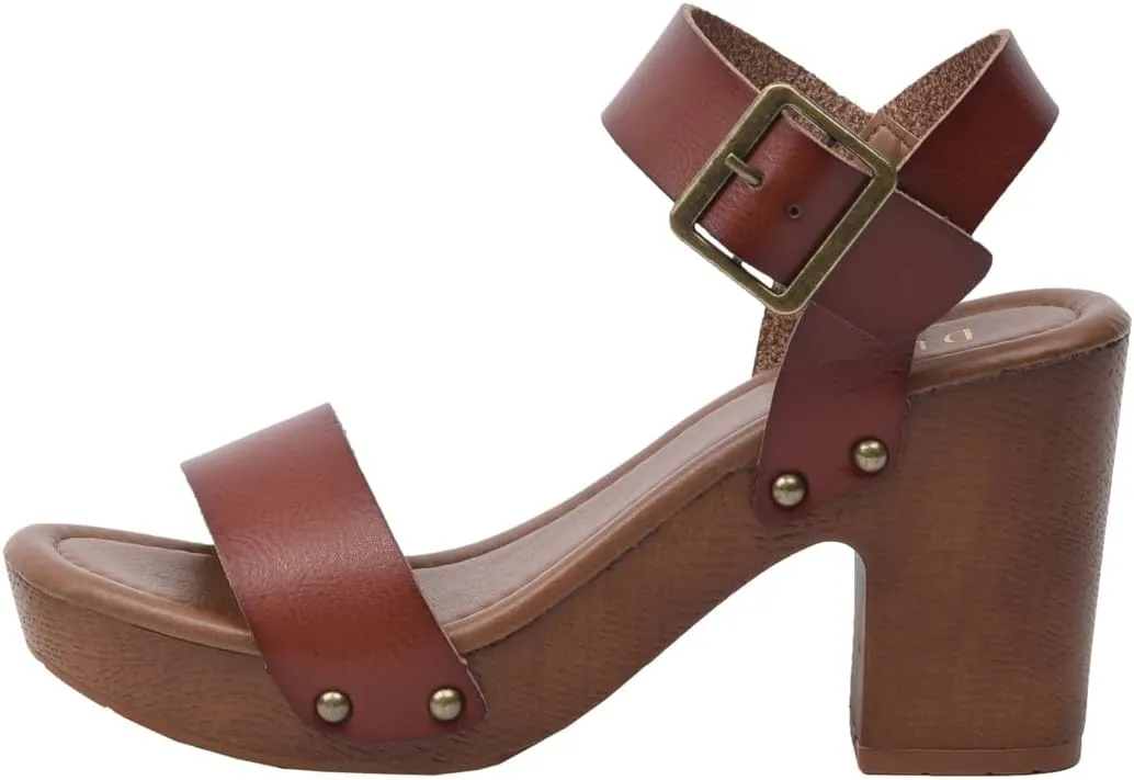 Dunes Women's Sydney Faux Wood Sandal  Memory Foam & LiteSole Technology