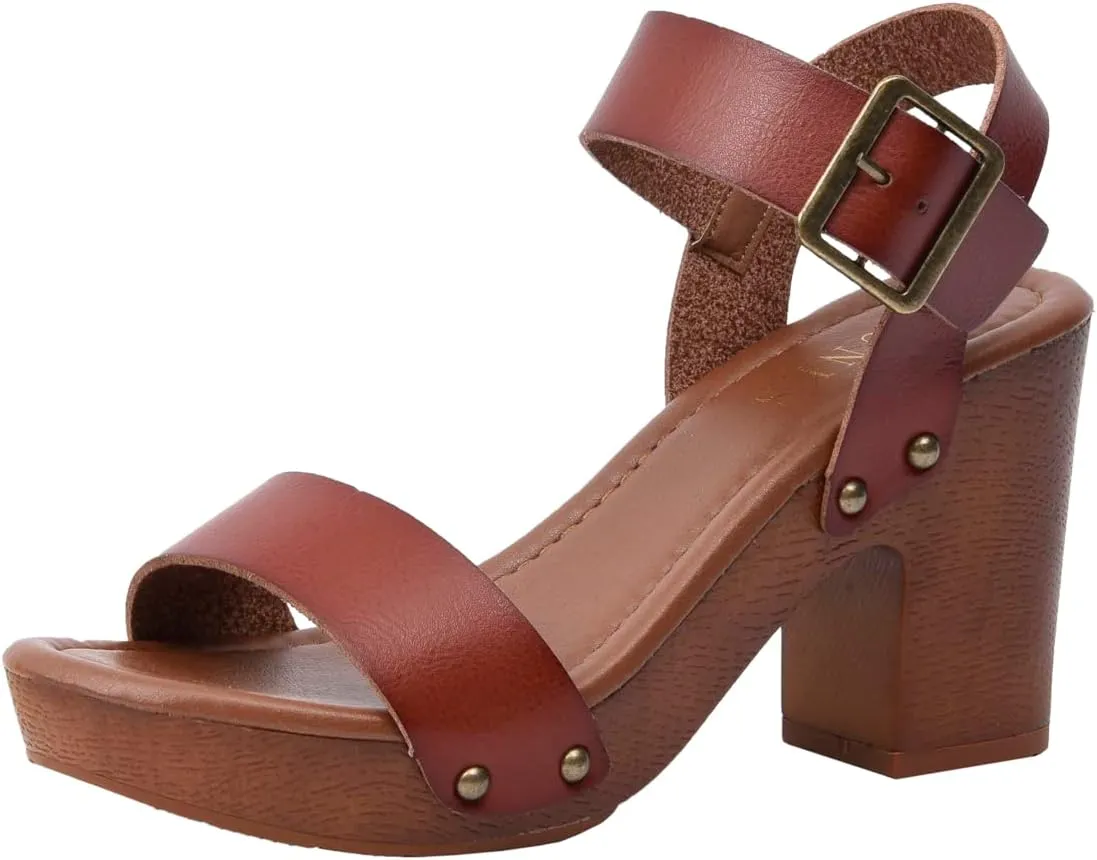 Dunes Women's Sydney Faux Wood Sandal  Memory Foam & LiteSole Technology