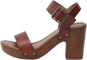 Dunes Women's Sydney Faux Wood Sandal  Memory Foam & LiteSole Technology