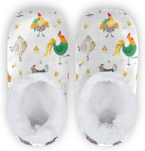 Dussdil Chicken Farm Hen Rooster Home Winter Slippers Spa Travel House Slipper Soft Memory Foam Slipper Non Slip for Women Men Hotel Bedroom Shoes Slippers M