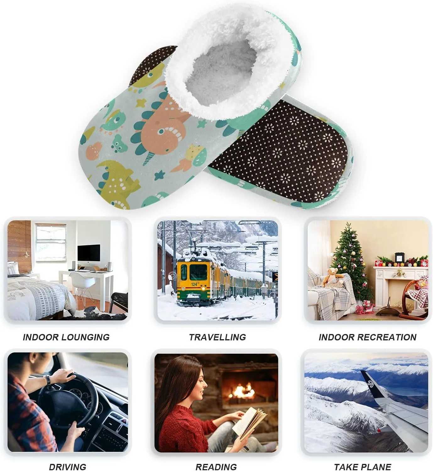 Dussdil Home Winter Slippers Spa Travel House Slipper Soft Memory Foam Slipper Non Slip for Hotel Bedroom Shoes Slippers