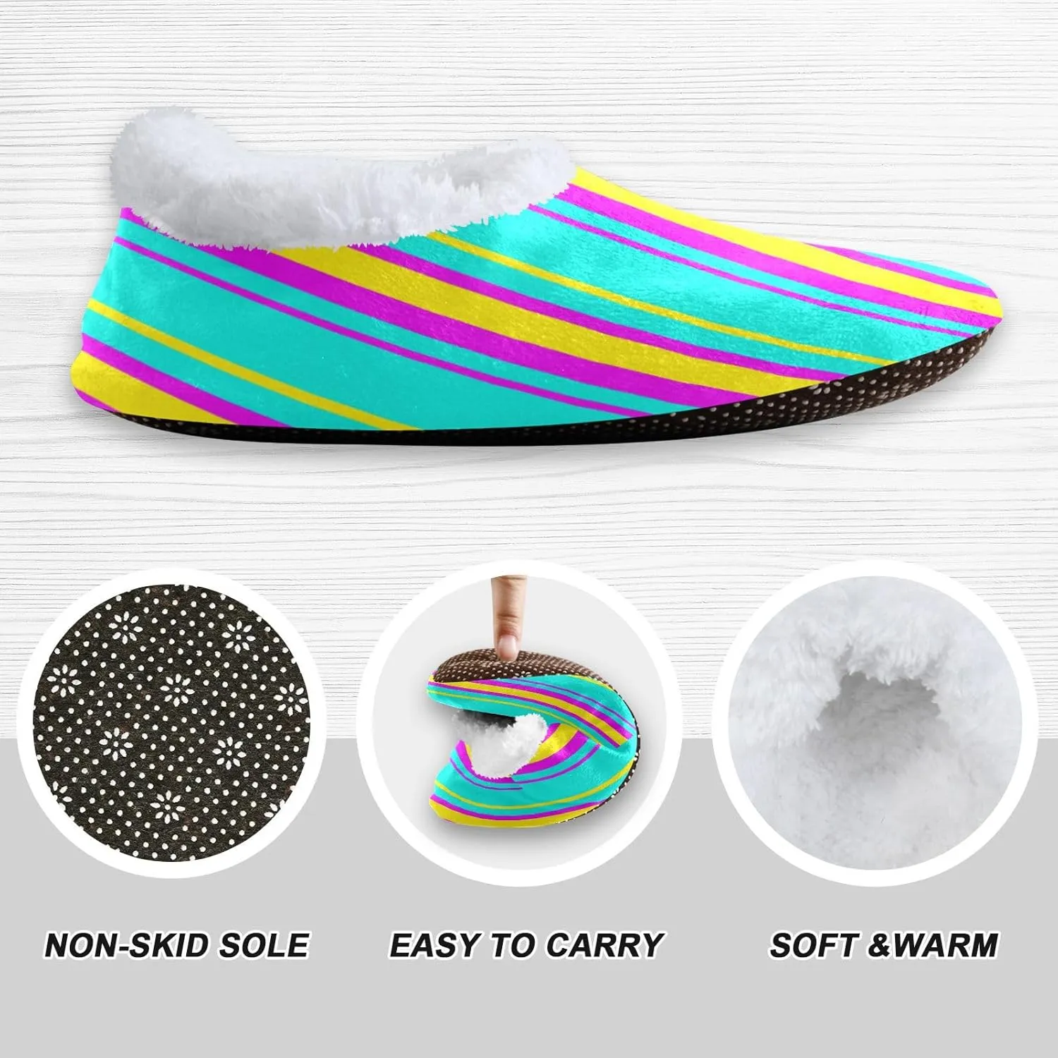 Dussdil Rose Red Neon Blue Yellow Straight Line Home Winter Slippers Spa Travel House Slipper Soft Memory Foam Slipper Non Slip for Women Men Hotel Bedroom Shoes Slippers M