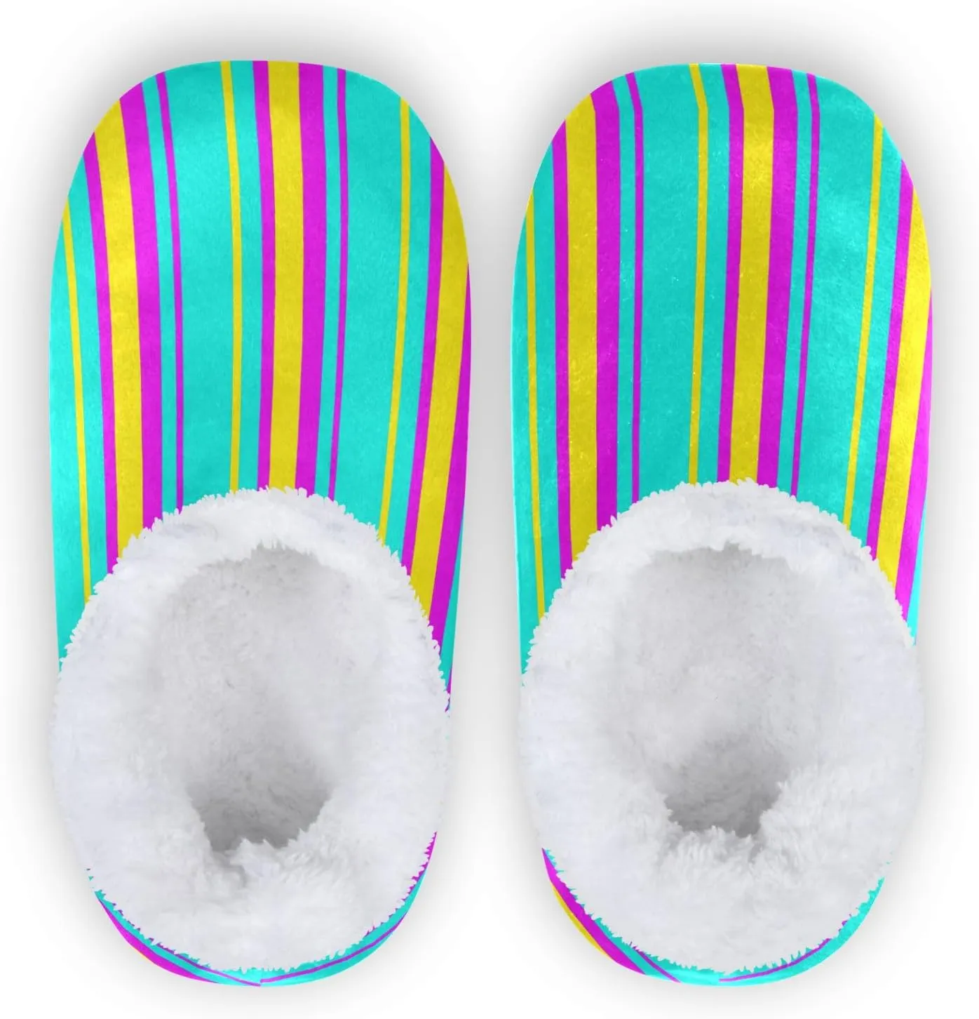 Dussdil Rose Red Neon Blue Yellow Straight Line Home Winter Slippers Spa Travel House Slipper Soft Memory Foam Slipper Non Slip for Women Men Hotel Bedroom Shoes Slippers M