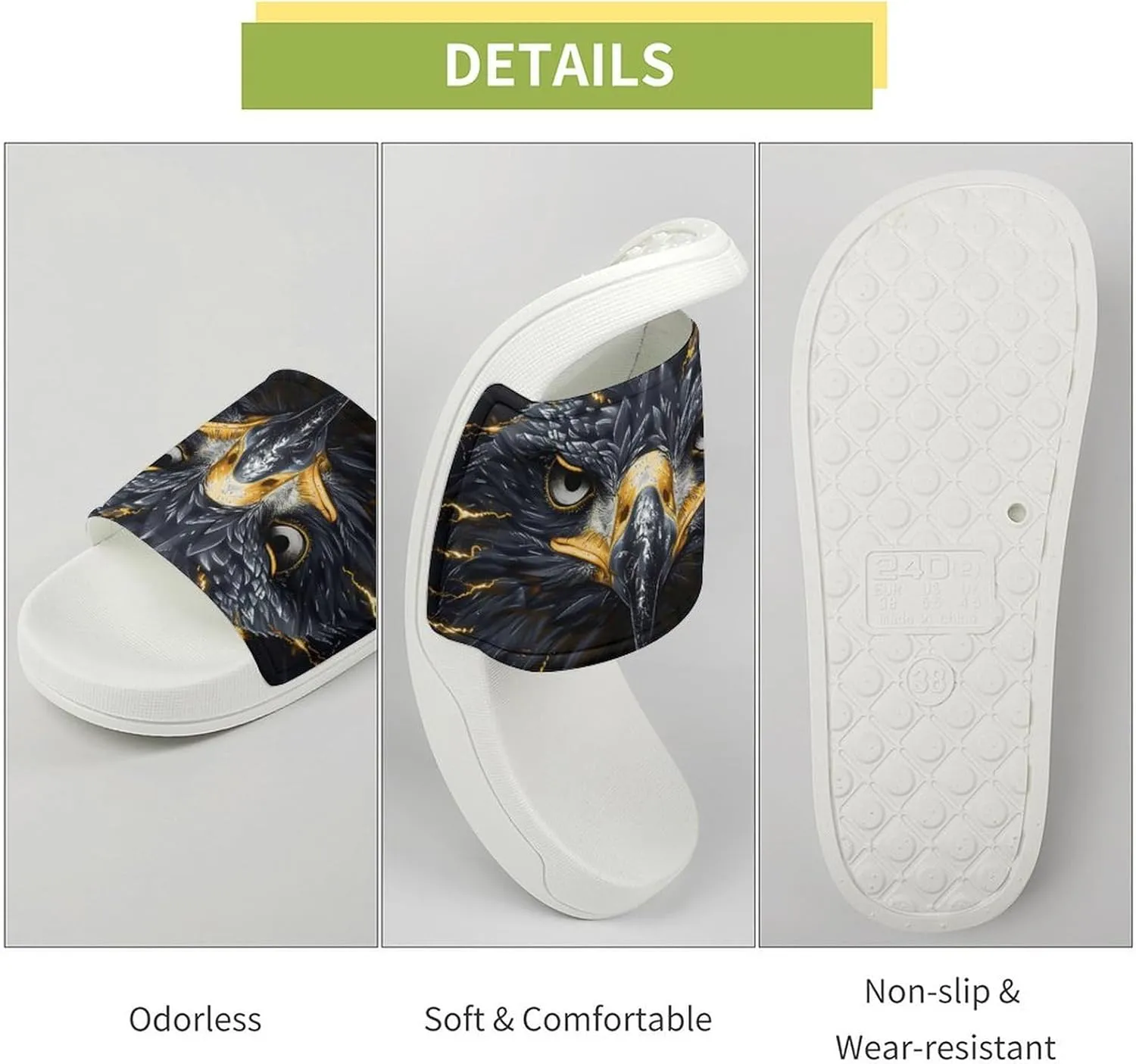 Eagle Thunder Home Slipper PVC Shower Slipper Non-Slip Open Toe Slipper Soft Sole Pool Sandals for Men Women