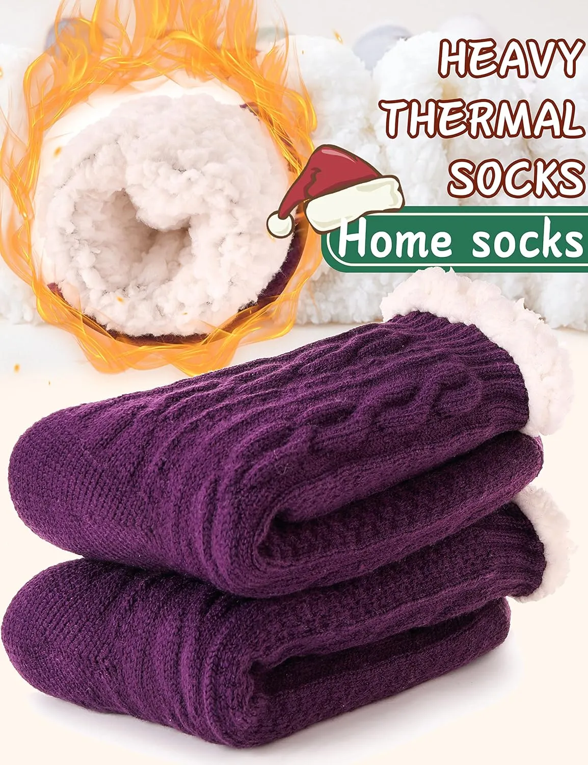 EBMORE Women Slipper Fuzzy Socks Fluffy Cozy Cabin Warm Winter Soft Thick Comfy Fleece Non Slip Home Socks