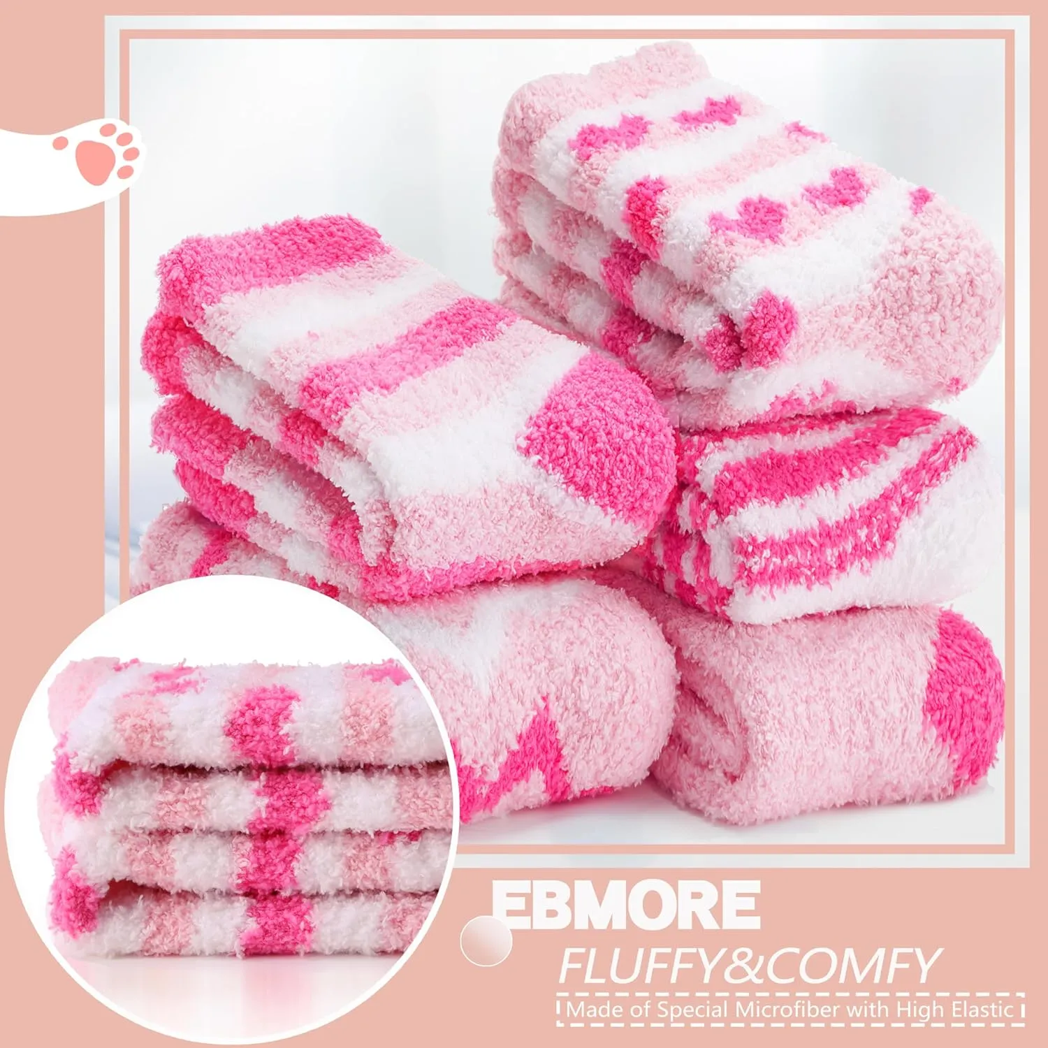 EBMORE Womens Fuzzy Socks Slipper Soft Cabin Plush Warm Fluffy Winter Sleep Cozy Adult Socks