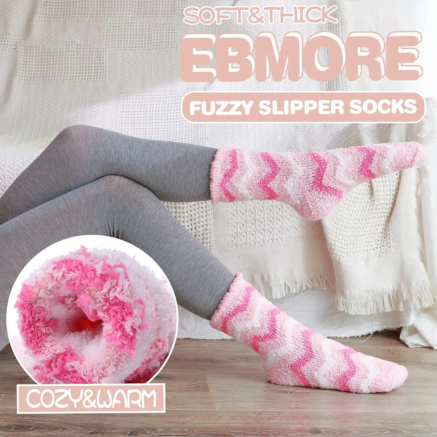 EBMORE Womens Fuzzy Socks Slipper Soft Cabin Plush Warm Fluffy Winter Sleep Cozy Adult Socks