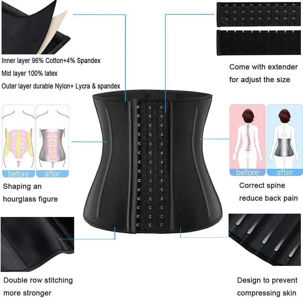 ECOWALSON Waist Trainer for Women Corset Cincher Body Shaper Girdle Trimmer with Steel Bones Extender