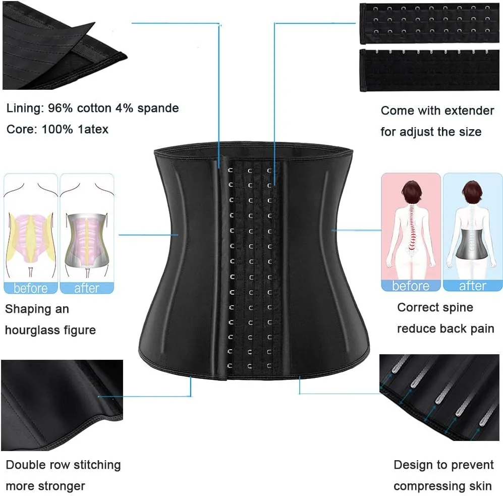 ECOWALSON Waist Trainer for Women Corset Cincher Body Shaper Girdle Trimmer with Steel Bones Extender