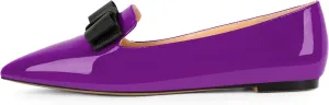 Eldof Women's Loafer Flat Pointed Toe Bow Tie Ballet Slip on Comfortable Dress Work Shoes