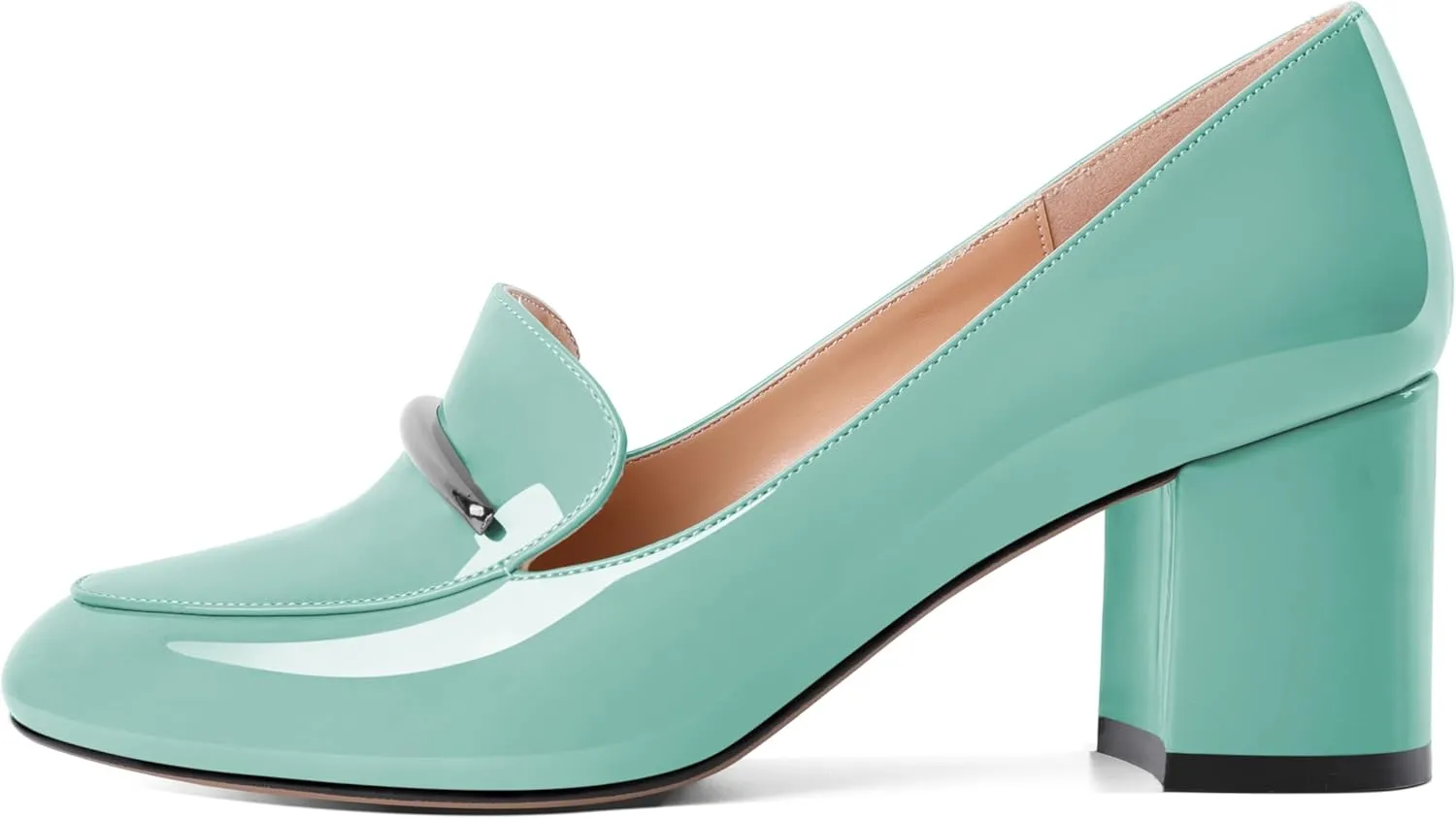 Eldof Women's Pumps Block Heel Round Toe Slip On Chunky Loafer Heel Dress Shoes Pumps for Women 2.5 Inches