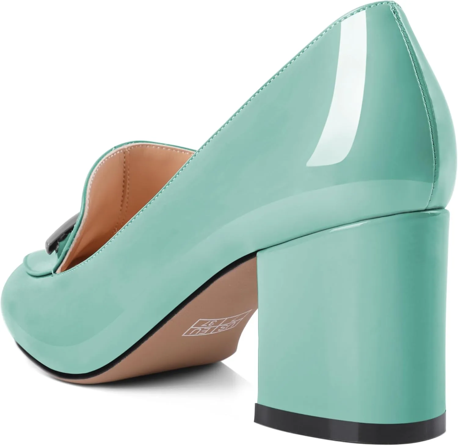 Eldof Women's Pumps Block Heel Round Toe Slip On Chunky Loafer Heel Dress Shoes Pumps for Women 2.5 Inches