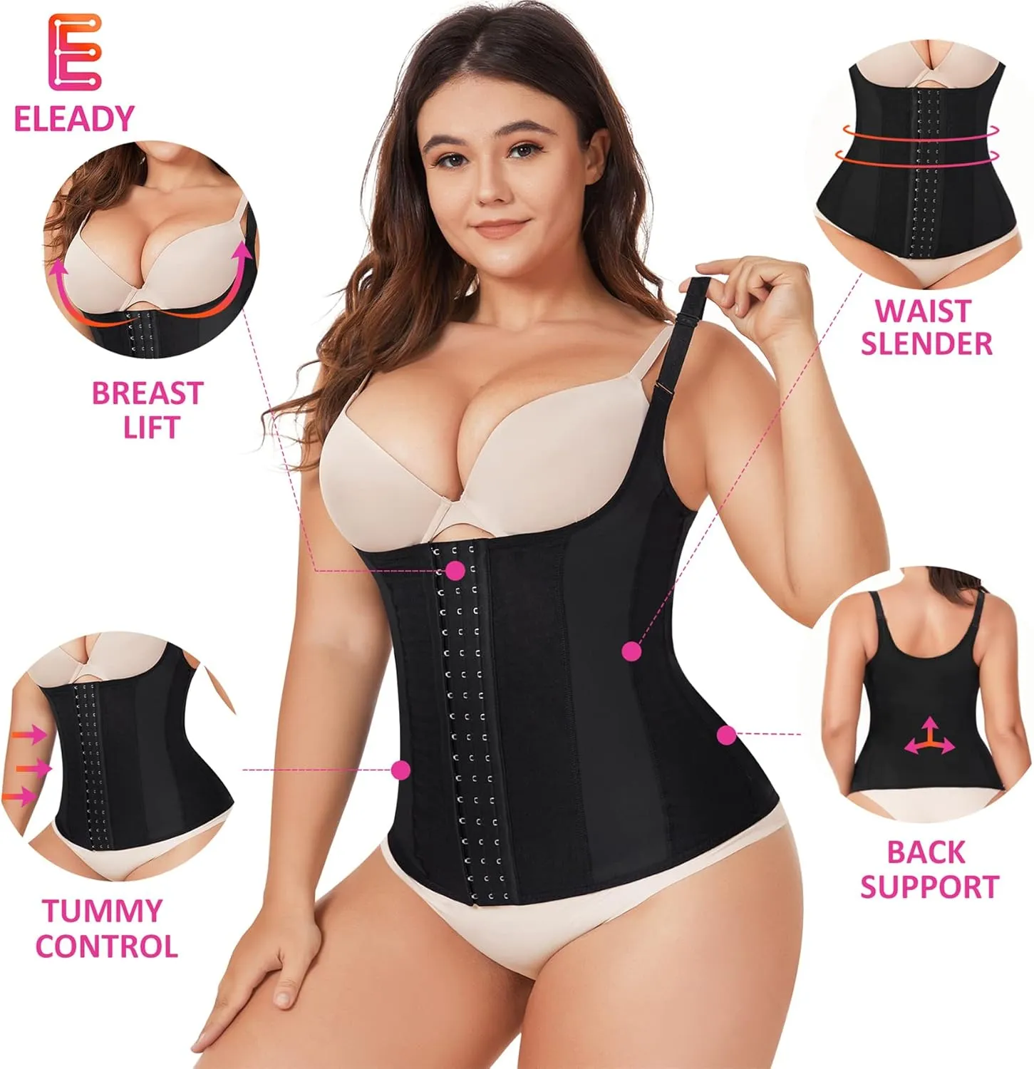 Eleady Womens Waist Trainer Corset Vest Weight Loss Breathable Tank Tops Tummy Control Shapewear Slimming Body Shaper
