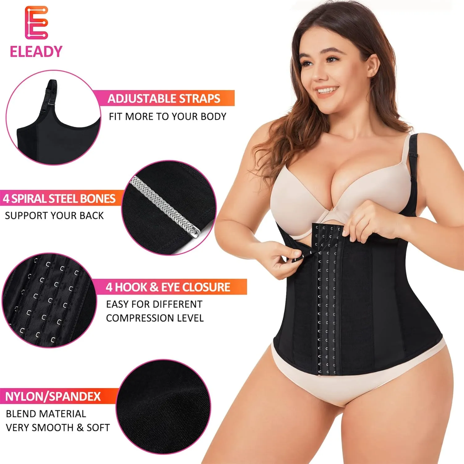 Eleady Womens Waist Trainer Corset Vest Weight Loss Breathable Tank Tops Tummy Control Shapewear Slimming Body Shaper