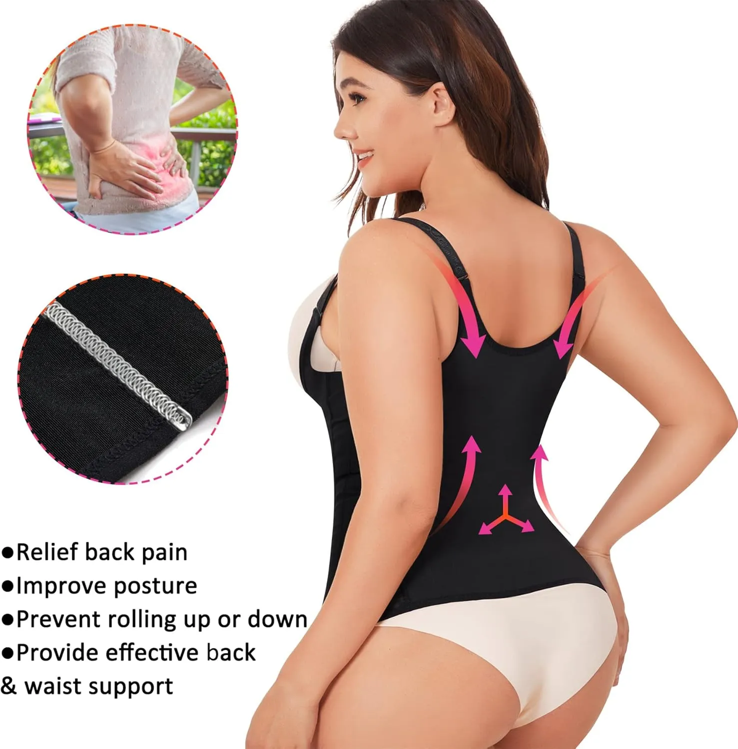 Eleady Womens Waist Trainer Corset Vest Weight Loss Breathable Tank Tops Tummy Control Shapewear Slimming Body Shaper