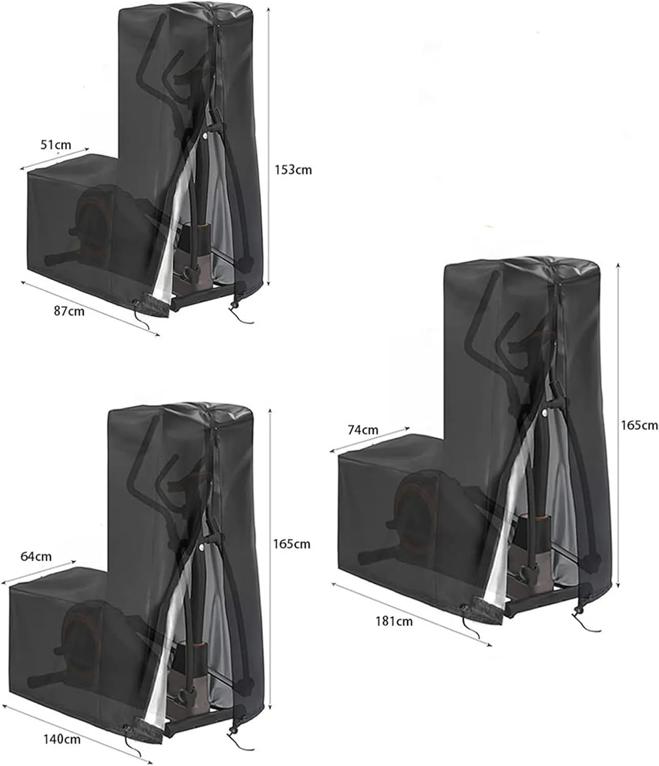 Elliptical Cover, Cross Trainers Exercise Machine Cover, Elliptical Exercise Machine Cover, Treadmill Cover, Protection Fitness Stepper Bike for Gym Workouts(Black,140 * 64 * 165cm)
