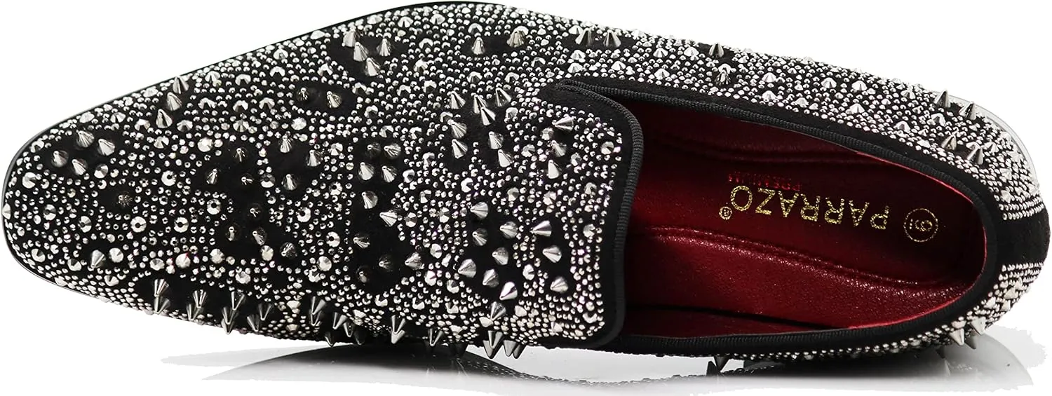 Enzo Romeo Men Fashion Rhinestones Studs Tuxedo Slip On Loafer Dress Shoes WBG