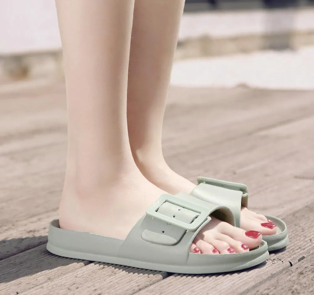 Epsion Women's Comfort Sandal Adjustable Buckle Flat Slipper Outdoor Slides with Arch Support Summer Beach Home Casual Sandles