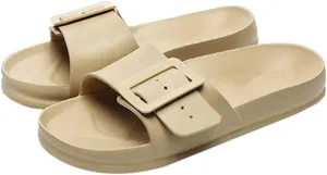 Epsion Women's Comfort Sandal Adjustable Buckle Flat Slipper Outdoor Slides with Arch Support Summer Beach Home Casual Sandles