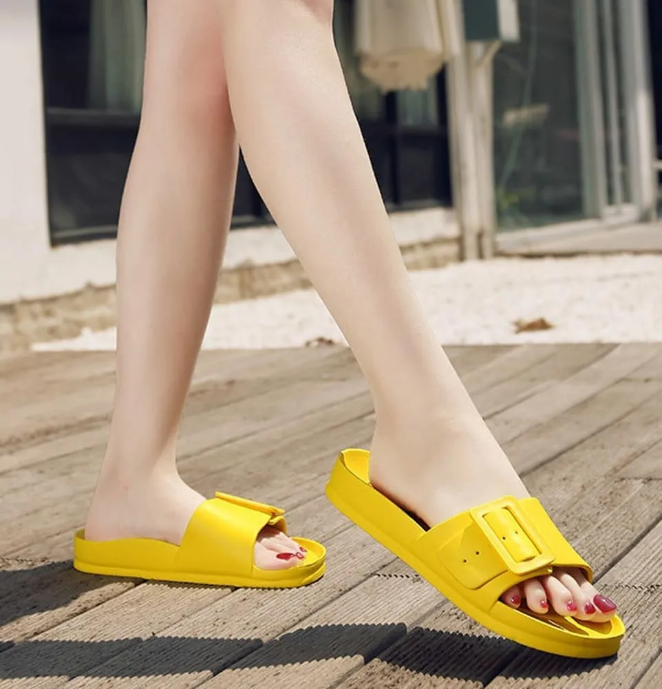 Epsion Women's Comfort Sandal Adjustable Buckle Flat Slipper Outdoor Slides with Arch Support Summer Beach Home Casual Sandles