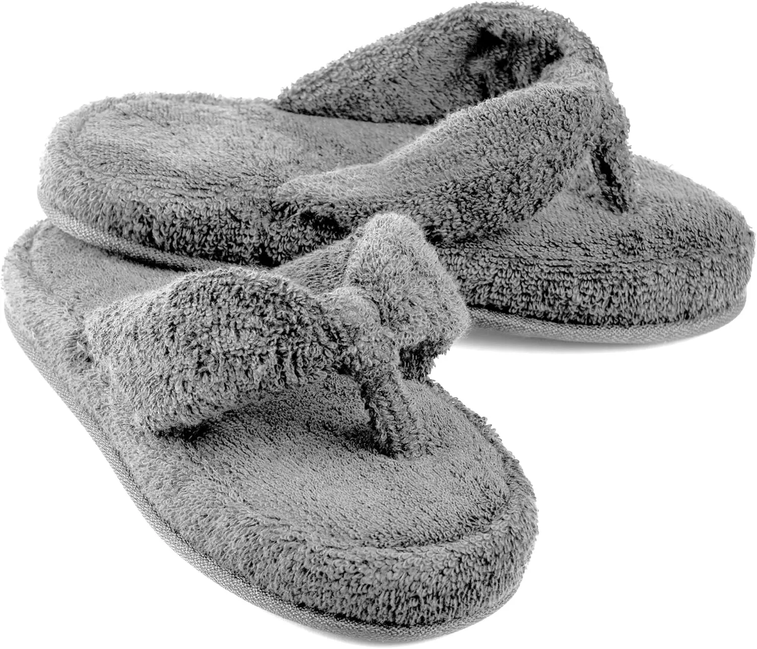 EuropeanSoftest Women's Cozy Memory Foam Soft Premium 100% Terry Cotton Cloth SPA Thong Flip Flops House Indoor Slippers
