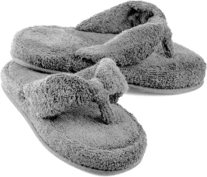 EuropeanSoftest Women's Cozy Memory Foam Soft Premium 100% Terry Cotton Cloth SPA Thong Flip Flops House Indoor Slippers