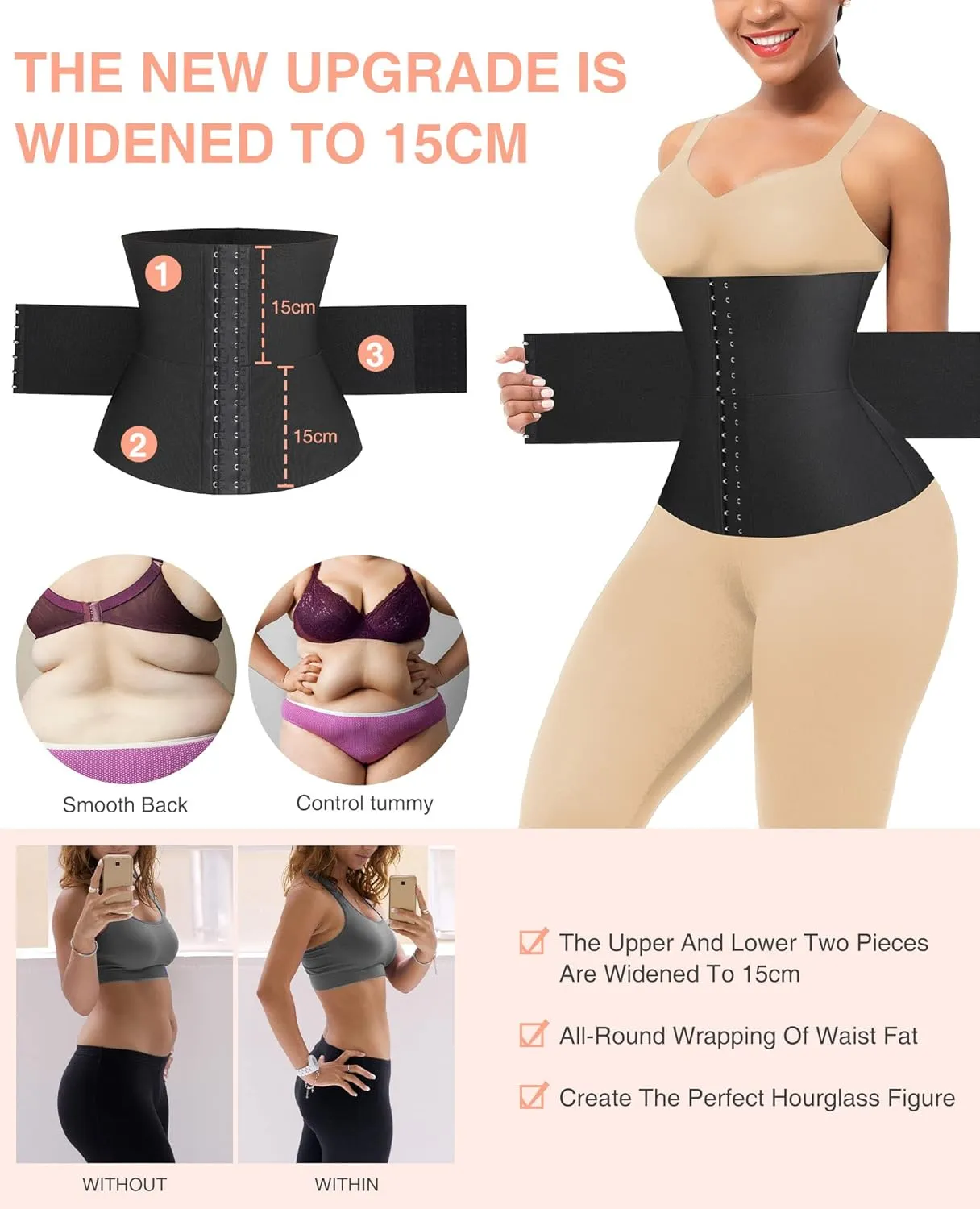 FeelinGirl Waist Trainer for Women Lower Belly Fat Underbust Latex Segmented Corset Sport Girdle Hourglass Body Shaper