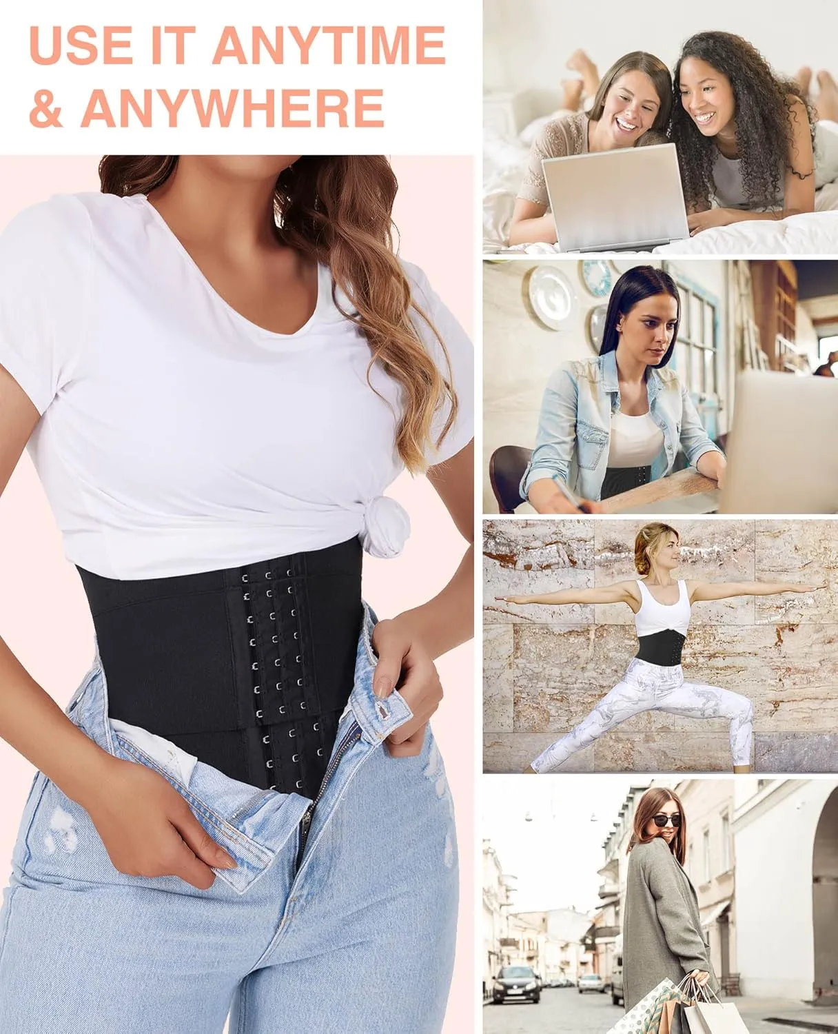 FeelinGirl Waist Trainer for Women Lower Belly Fat Underbust Latex Segmented Corset Sport Girdle Hourglass Body Shaper