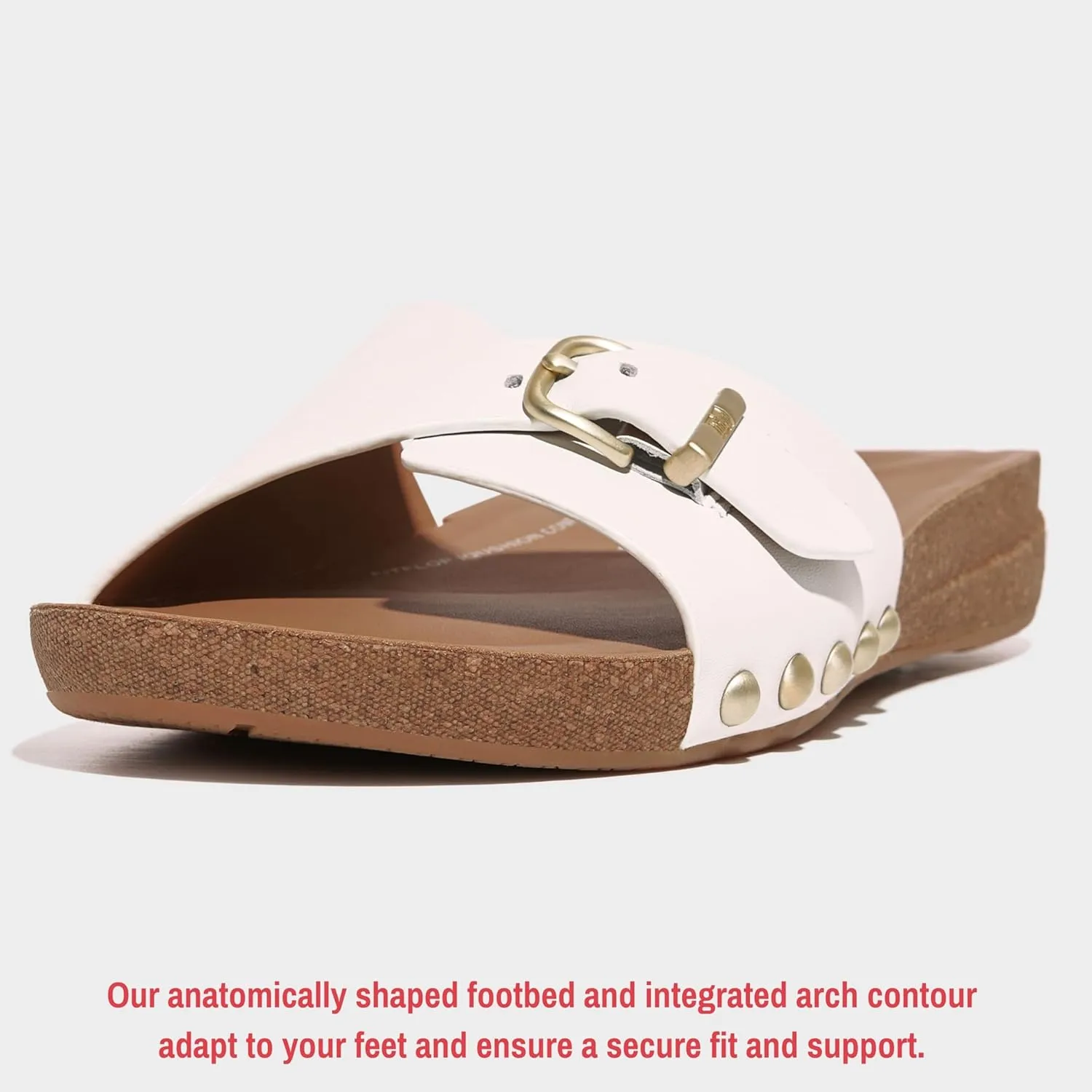FitFlop Women's Iqushion Adjustable Buckle Leather Slides Wedge Sandal