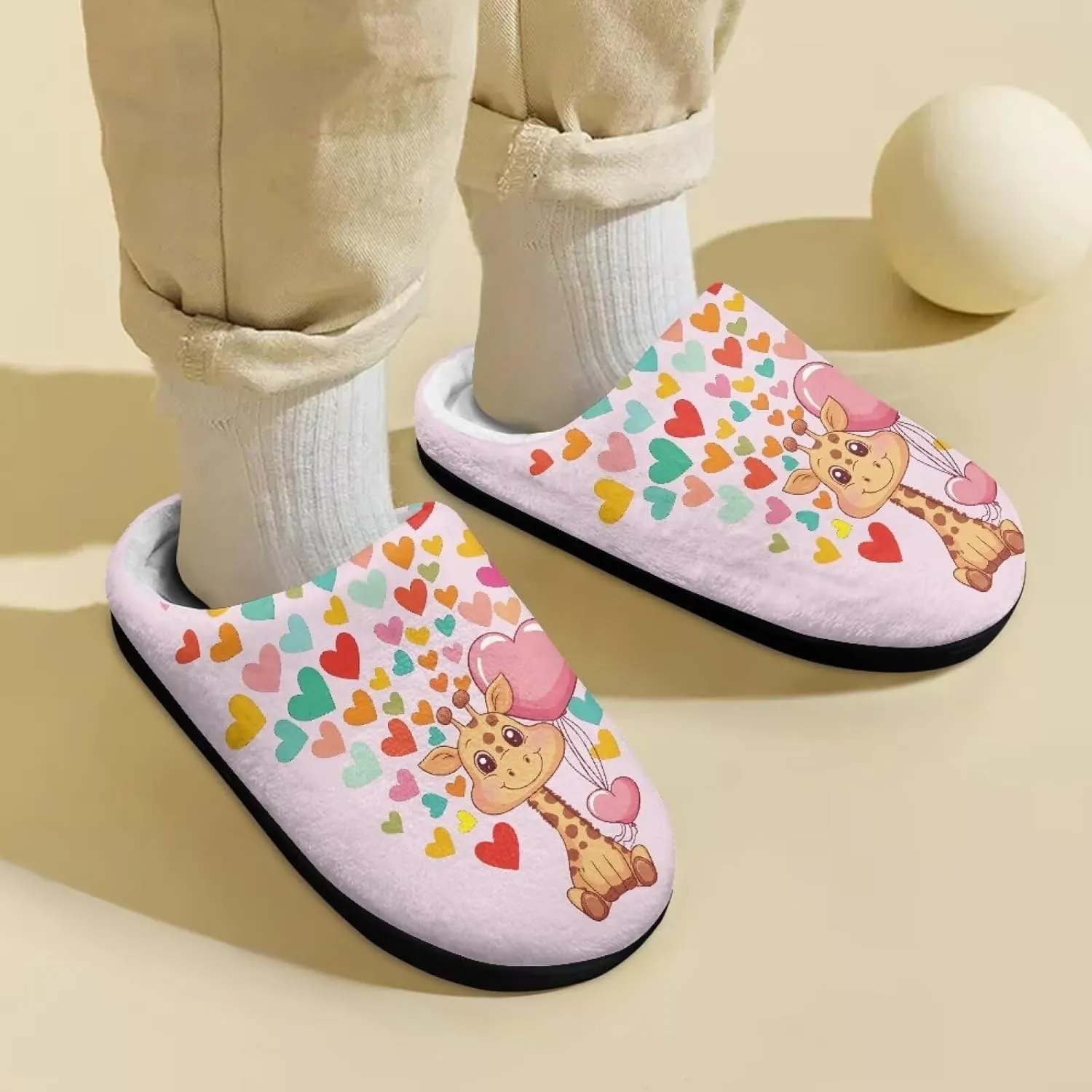 Flannel Slippers for Kids, Closed Toe Fluffy Slippers for Winter, Comfy Soft Home Slippers for Walking