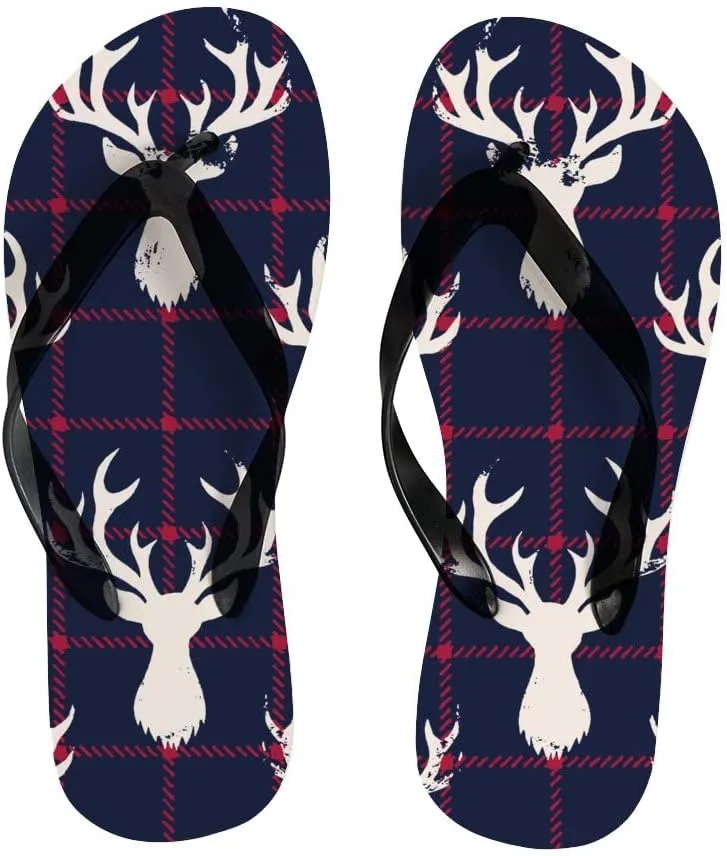 Flip Flops for Women Girls White Silhouettes Deer Head Summer Casual Thong Slippers Slide Flat Sandals for Beach