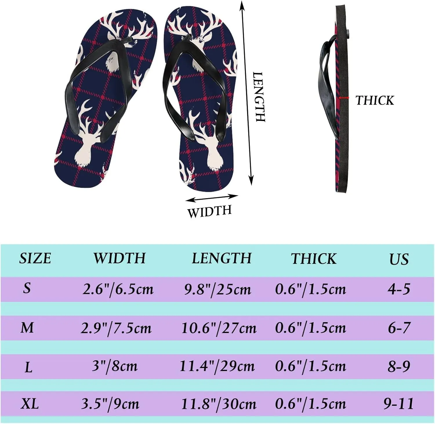 Flip Flops for Women Girls White Silhouettes Deer Head Summer Casual Thong Slippers Slide Flat Sandals for Beach