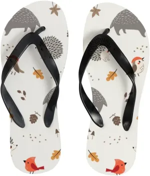 Flip Flops for Women Girls Woodland Animals and Birds Summer Casual Thong Slippers Slide Flat Sandals for Beach