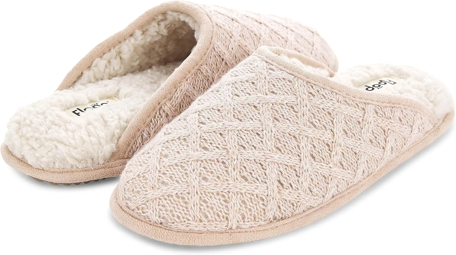 Floopi Slippers for Women Kelly Indoor Outdoor Plaid Faux Sherpa Fur Lined Scuff Slipper W/Memory Foam