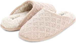 Floopi Slippers for Women Kelly Indoor Outdoor Plaid Faux Sherpa Fur Lined Scuff Slipper W/Memory Foam