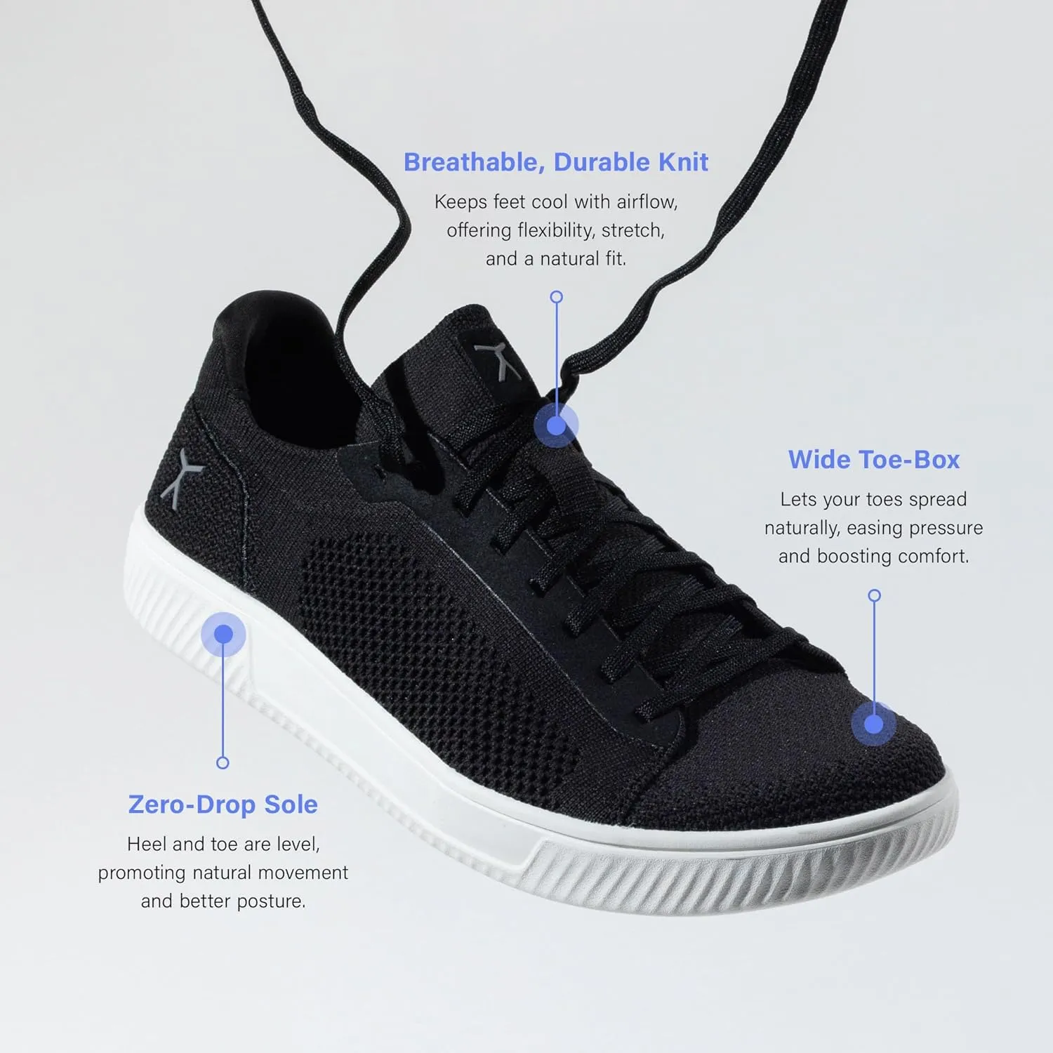 FLUX FOOTWEAR Adapt Knit Trainer – Wide Toe Box Shoe with Earth-Link Grounding, Zero-Drop Sole, Breathable Knit Upper & Machine Washable – Perfect for Daily Wear & Light Training