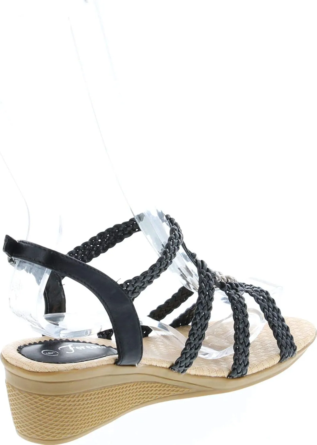 Forever Link Paramount-08 Women's Woven Beaded Floral Boho Wedge Sandal