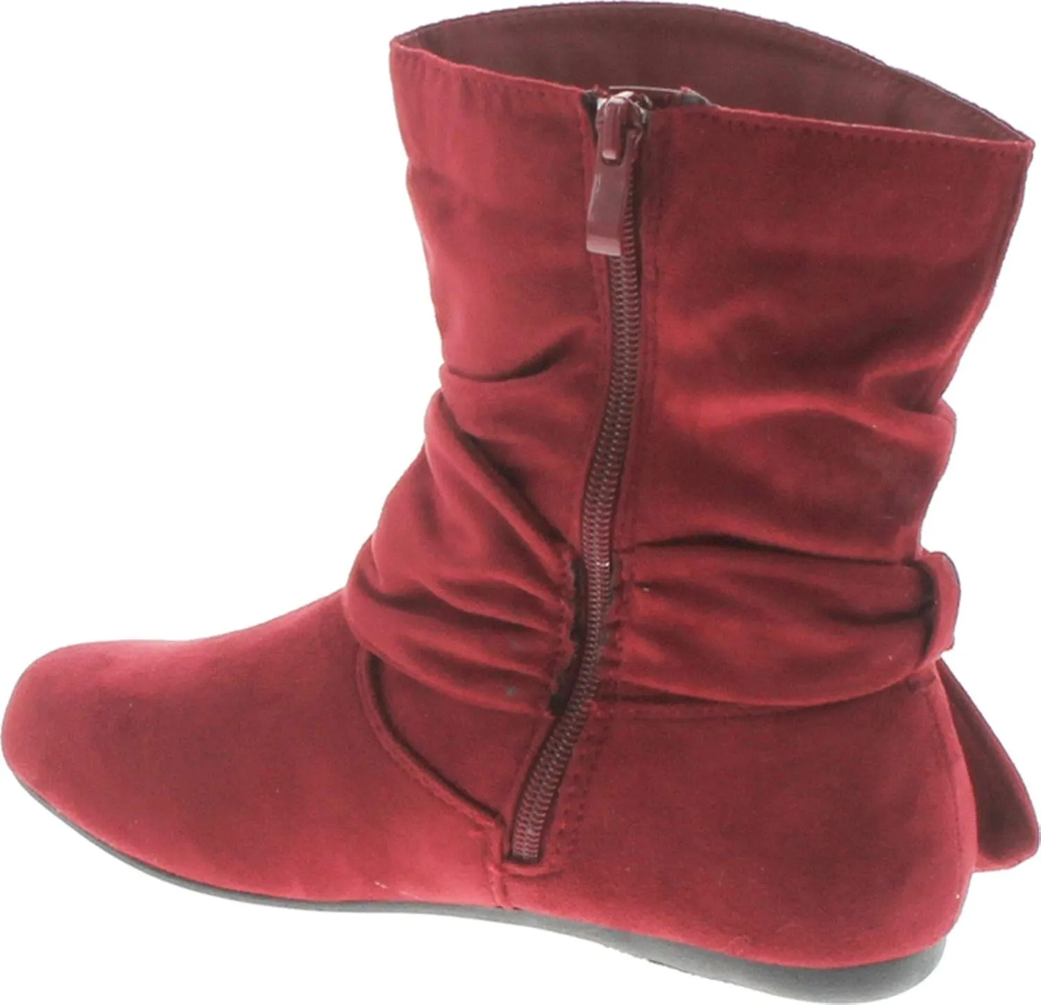 Forever Link Women's Fashion Mid Calf Flat Heel Side Zipper Slouch Boots Booties