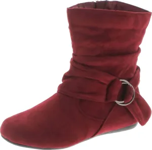 Forever Link Women's Fashion Mid Calf Flat Heel Side Zipper Slouch Boots Booties