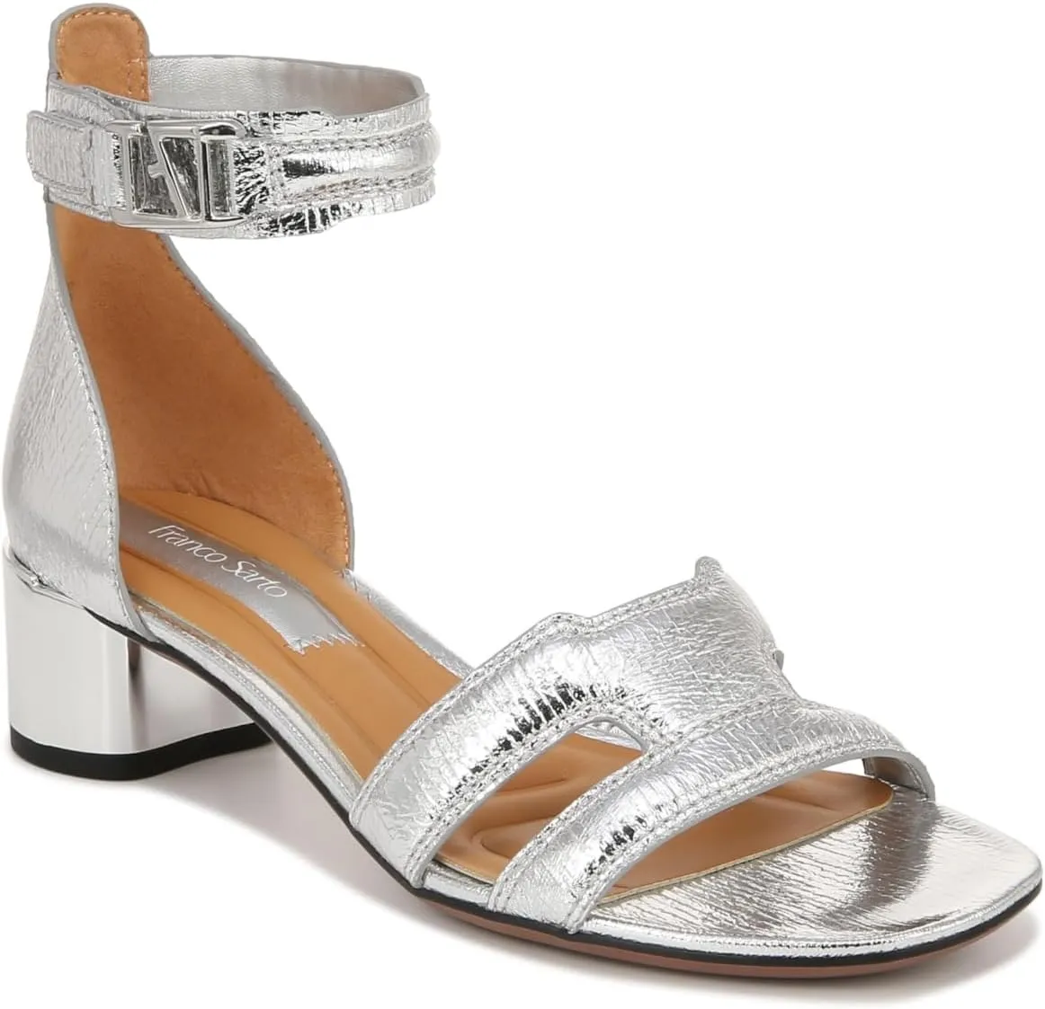 Franco Sarto Women's Nora Ankle Strap Low Block Heel Sandal Heeled