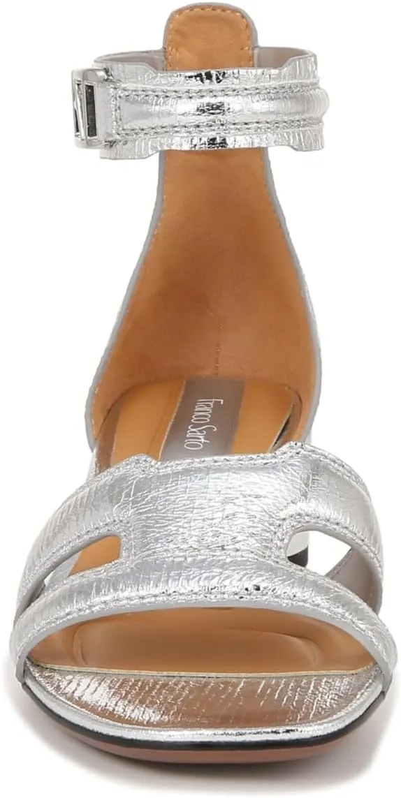 Franco Sarto Women's Nora Ankle Strap Low Block Heel Sandal Heeled