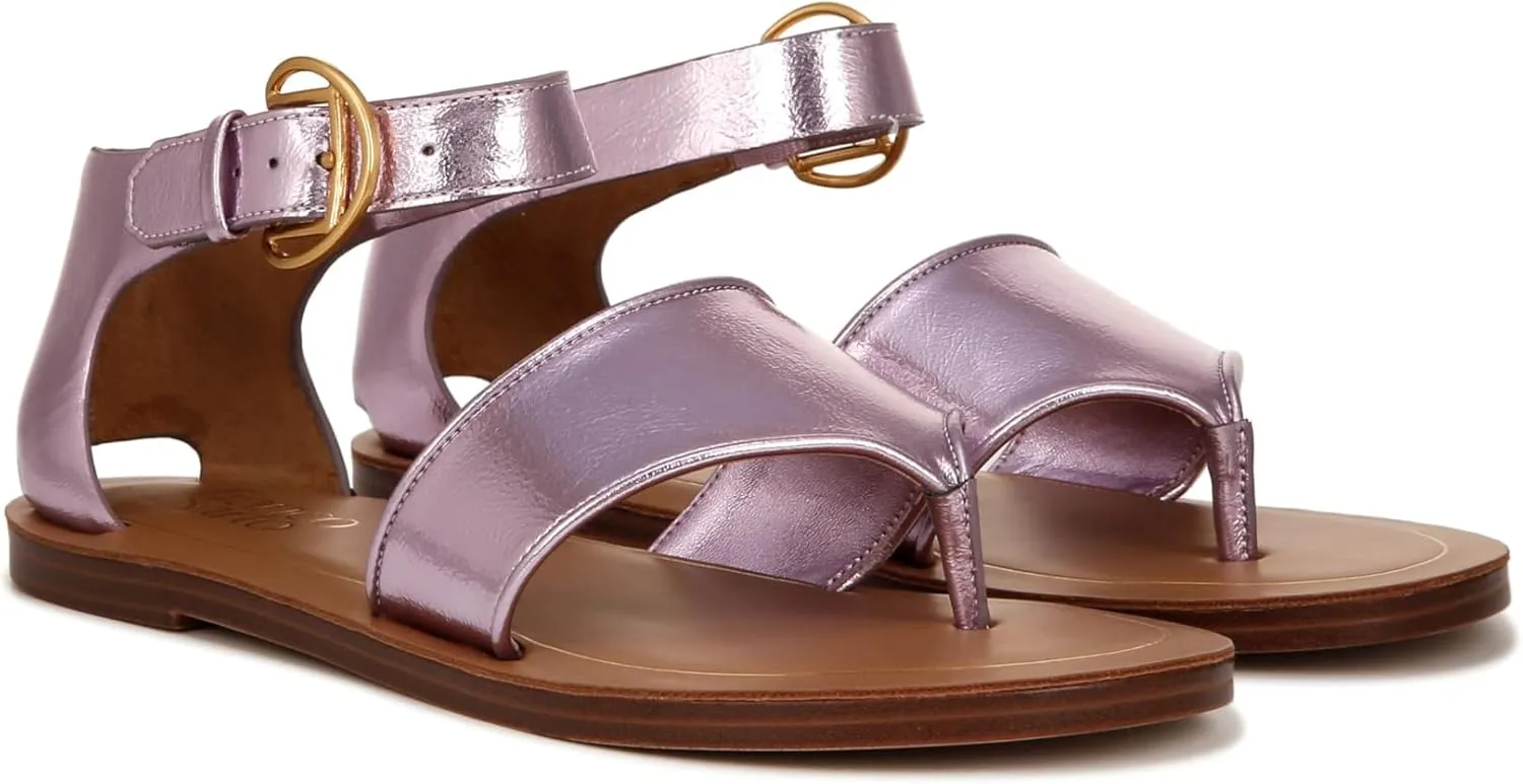 Franco Sarto Women's Ruth Ankle Strap Thong Flat Sandal