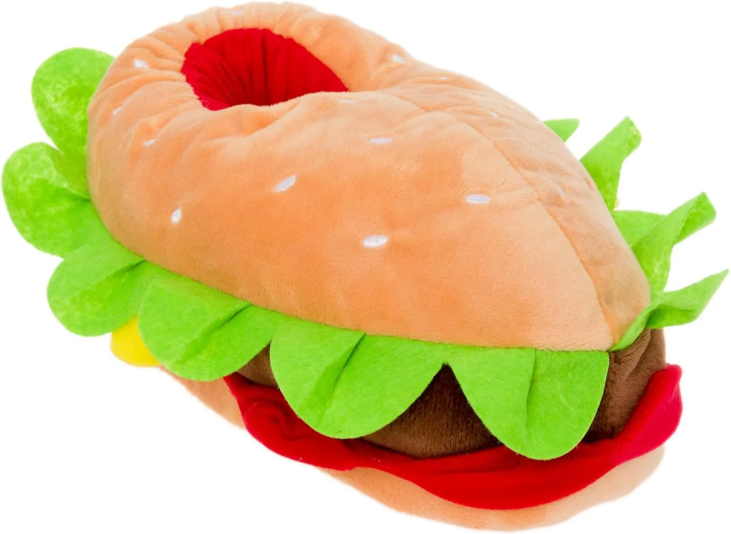 Funziez! Hamburger Slippers - Plush Cheeseburger Slippers Novelty House Shoe