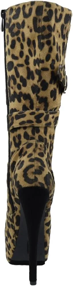 Generation Y Womens Mid Calf Boots Strappy Buckle Platform Sexy High Heels