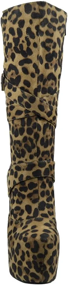 Generation Y Womens Mid Calf Boots Strappy Buckle Platform Sexy High Heels