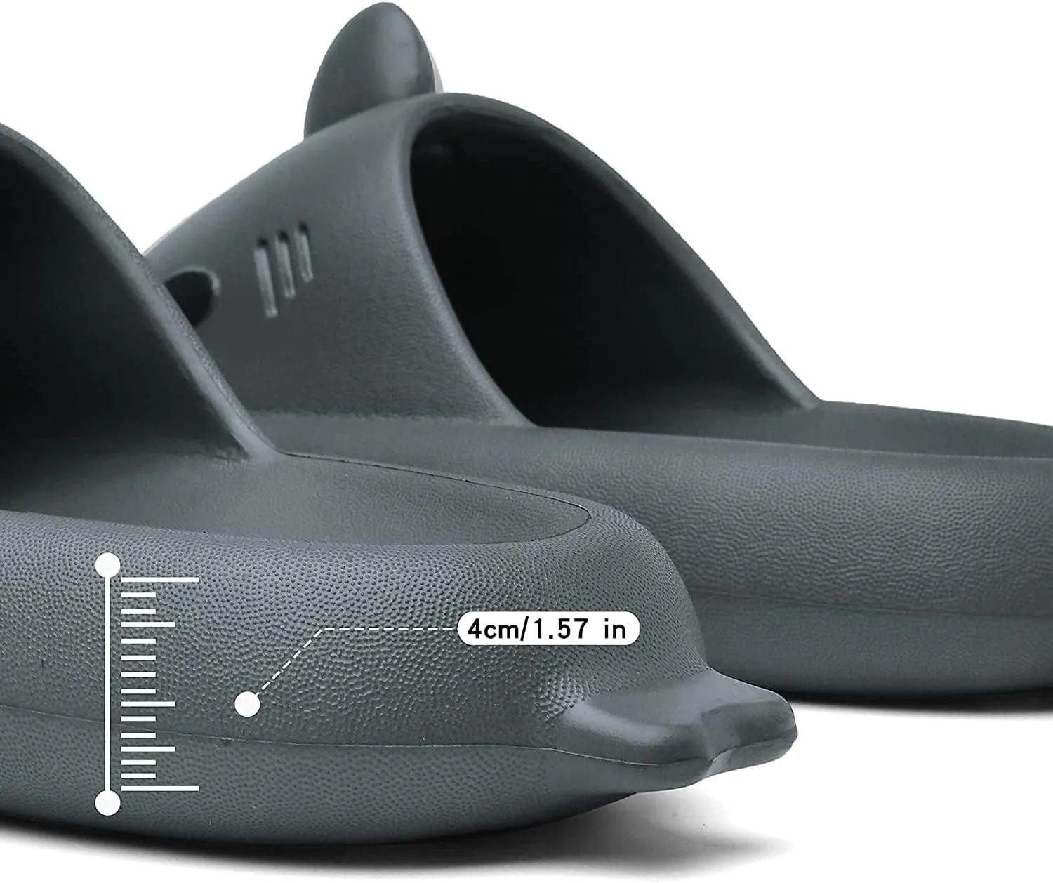 geywhey Men's and Women's Shark Slides Cloud Slippers with Thick Sole and Deep Heel Cup Footbed - Anti-Slip Beach Pool Shower Shoes for Summer